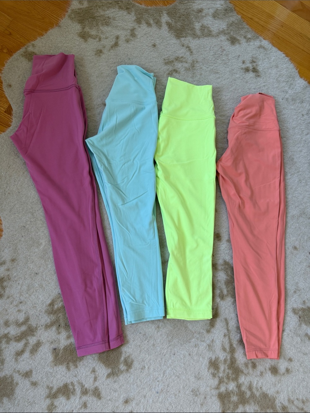 lululemon athletica Women's High-Rise Leggings in Pink, Light Blue, Lime, Coral